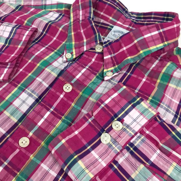 Brooks Brothers Slim Fit Seersucker Plaid Shirt XL - Picture 7 of 10